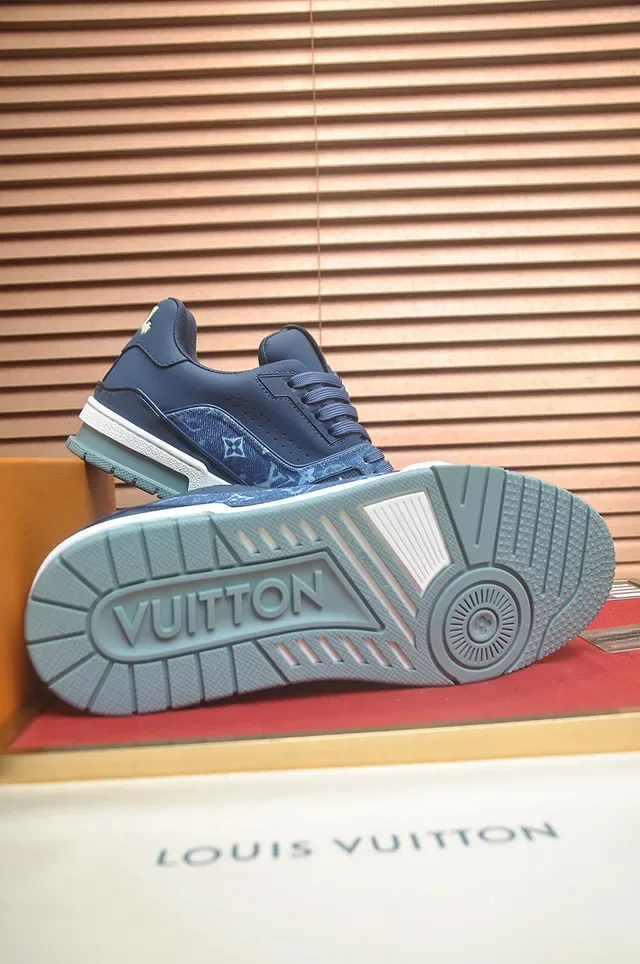 Louis Vuitton LV Trainer Navy Blue Monogram-Print Upper Layered Midsole Lifestyle Sneakers 3
