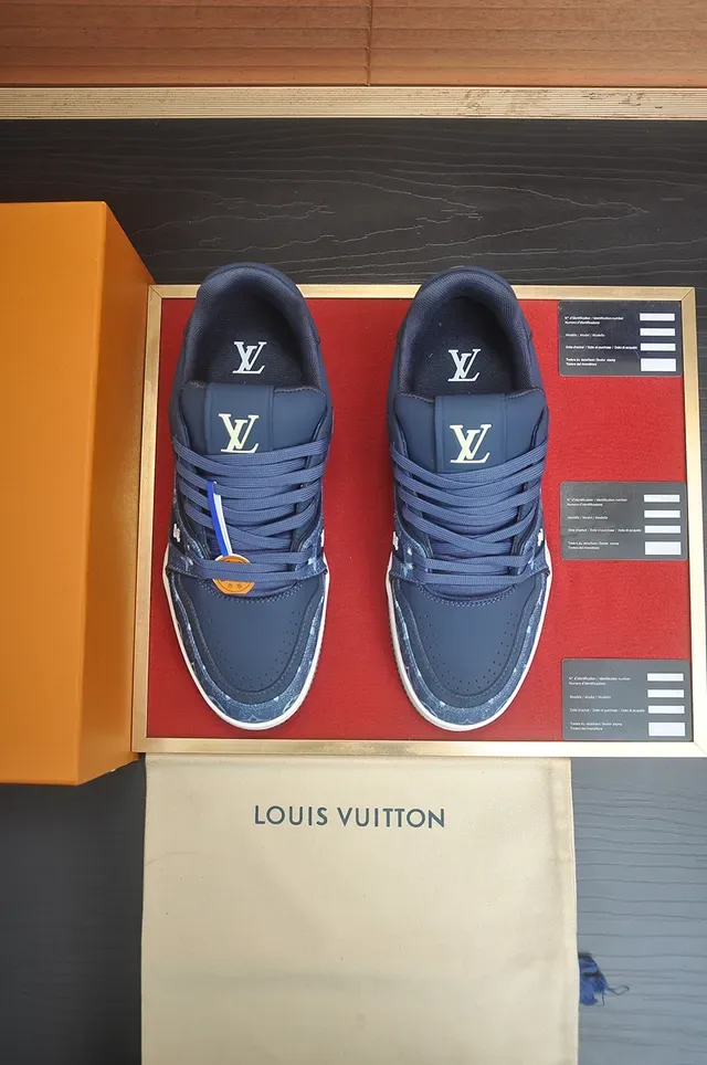 Louis Vuitton LV Trainer Navy Blue Monogram-Print Upper Layered Midsole Lifestyle Sneakers 5