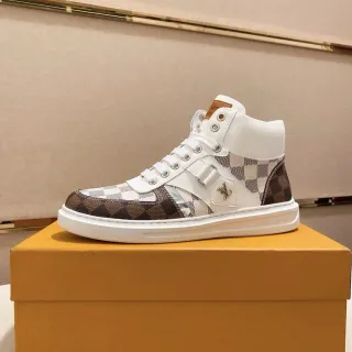 Louis Vuitton LV Trainer White Brown High-Top Damier Canvas Lifestyle Sneakers