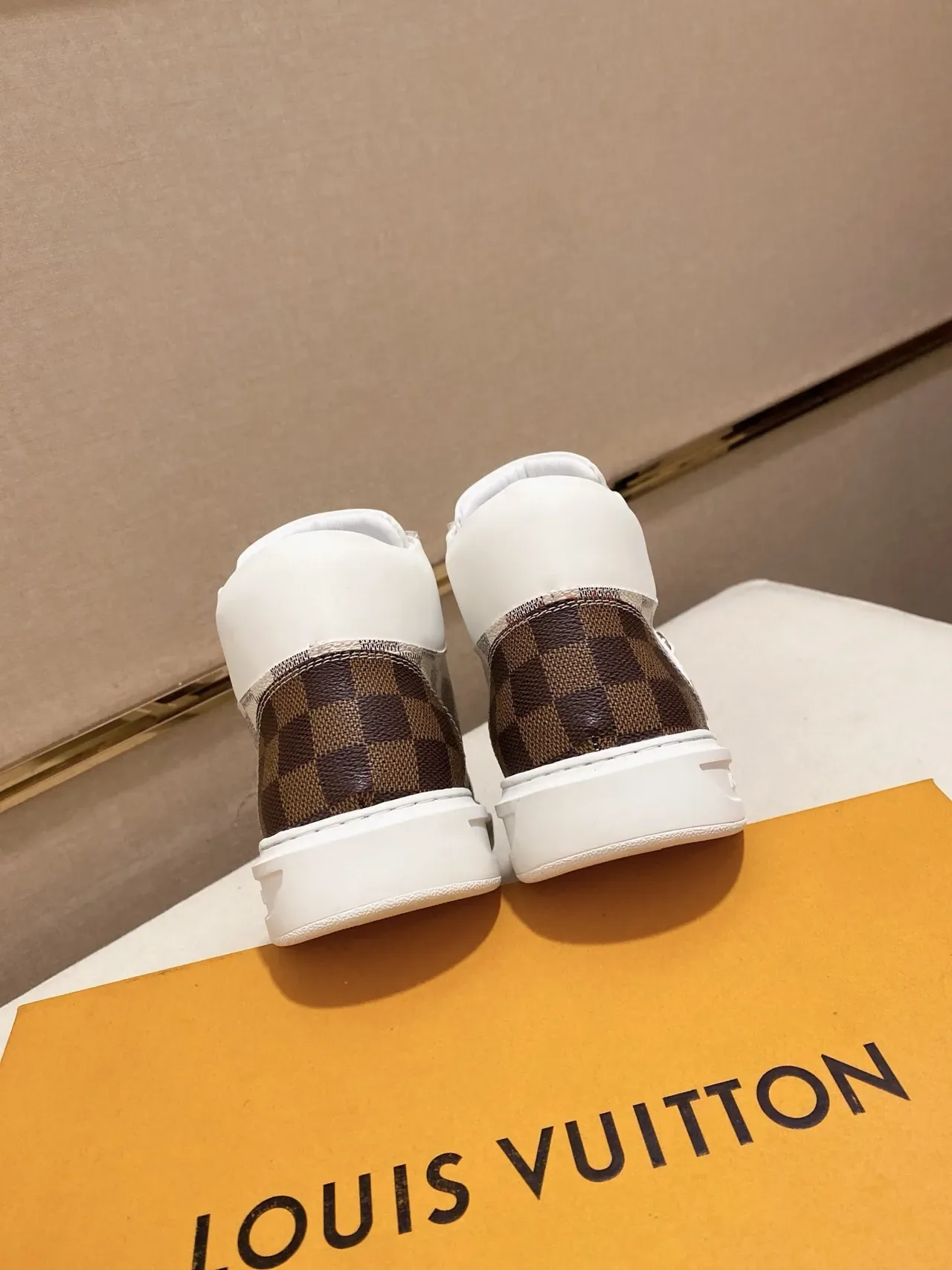Louis Vuitton LV Trainer White Brown High-Top Damier Canvas Lifestyle Sneakers 3