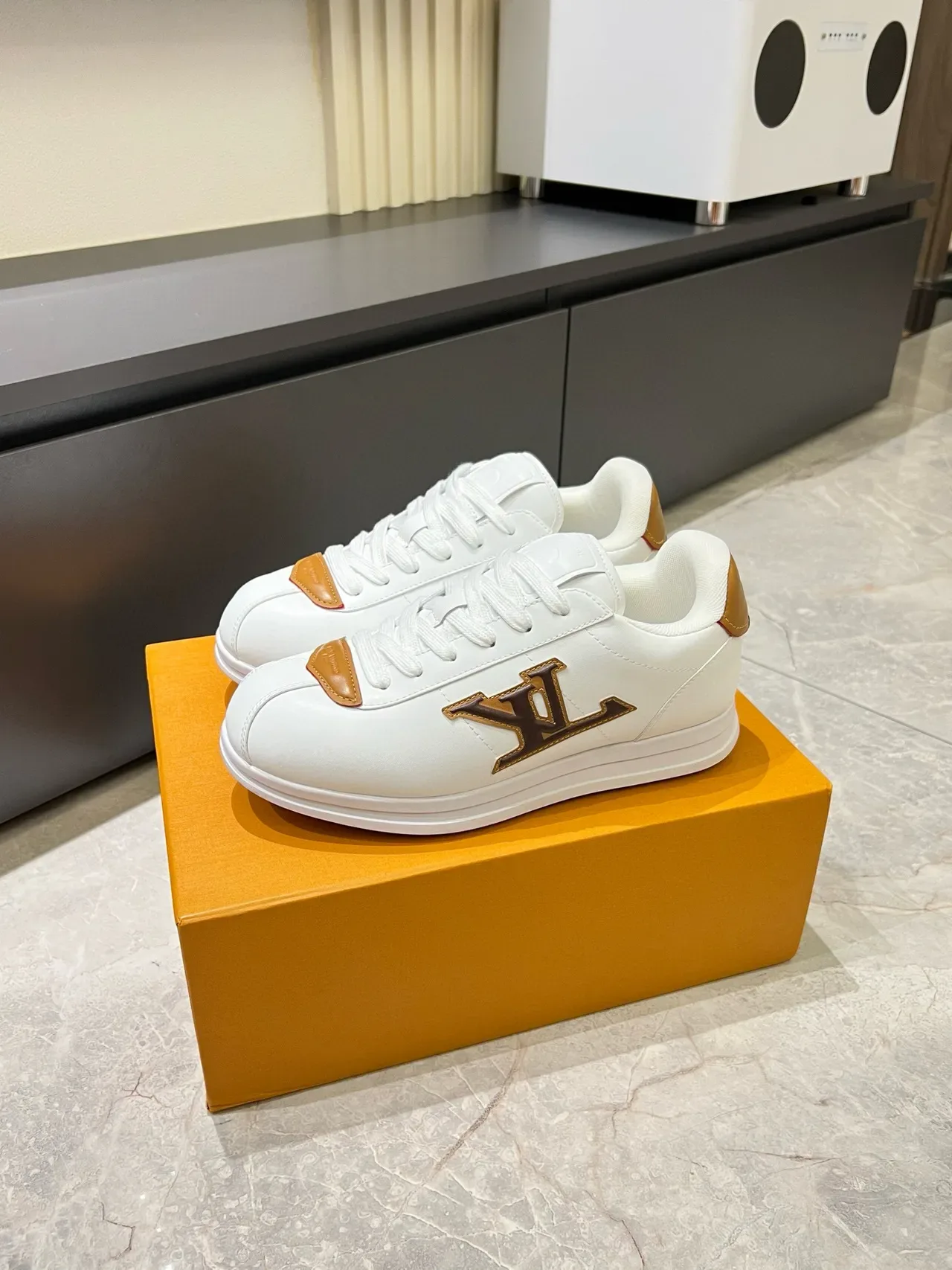 Louis Vuitton LV Trainer White Brown Leather Tan Accents Lifestyle Sneakers 3