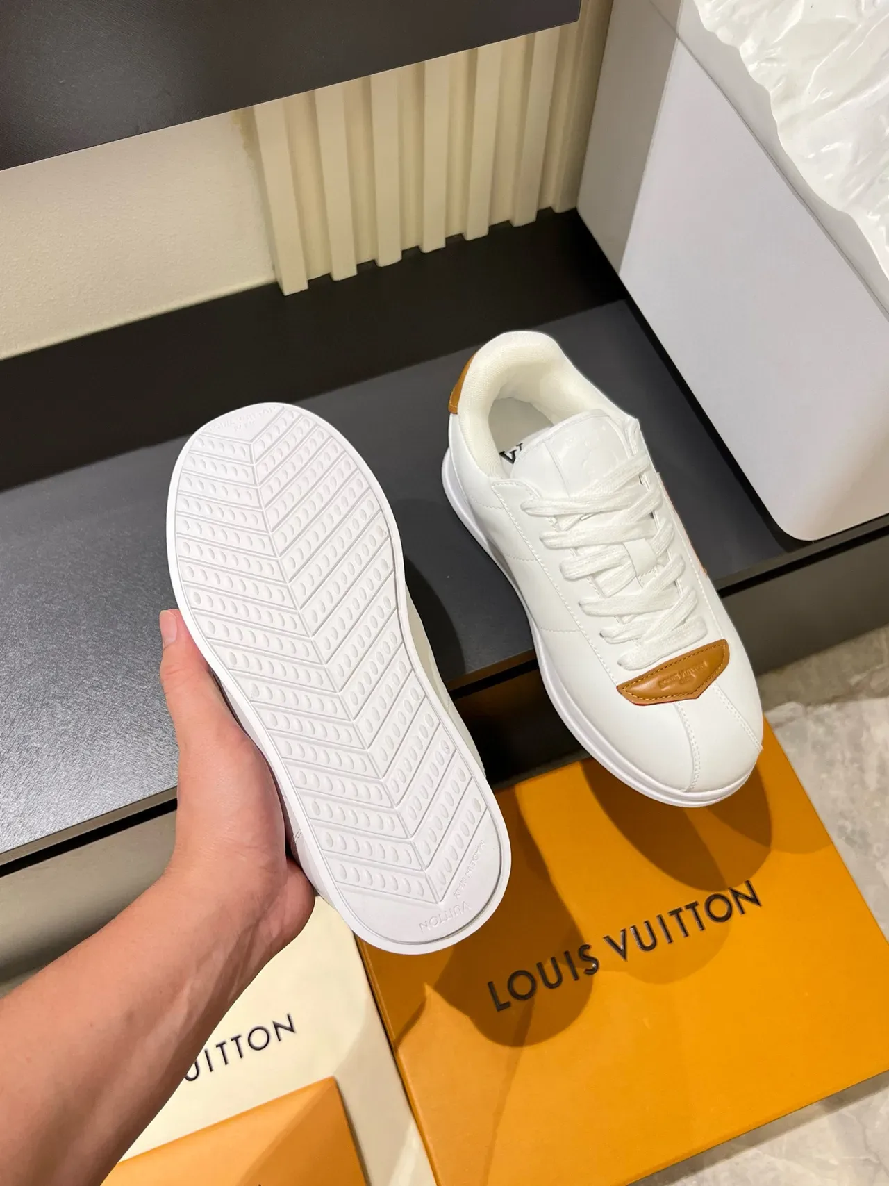 Louis Vuitton LV Trainer White Brown Leather Tan Accents Lifestyle Sneakers 7