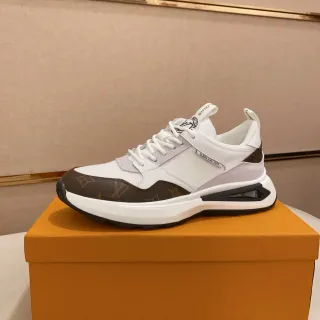 Louis Vuitton LV Trainer branco e marrom Monogram Canvas Mesh-Suede Hybrid Upper tênis lifestyle