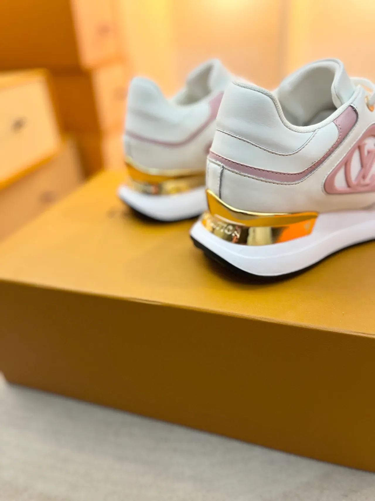 Louis Vuitton LV Trainer White Pink Leather Trim Lifestyle Sneakers 2