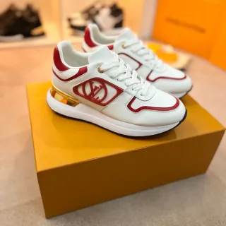Louis Vuitton LV Trainer Zapatillas Lifestyle Blancos Rojos Cuero Superior Panel Lateral Monogramado