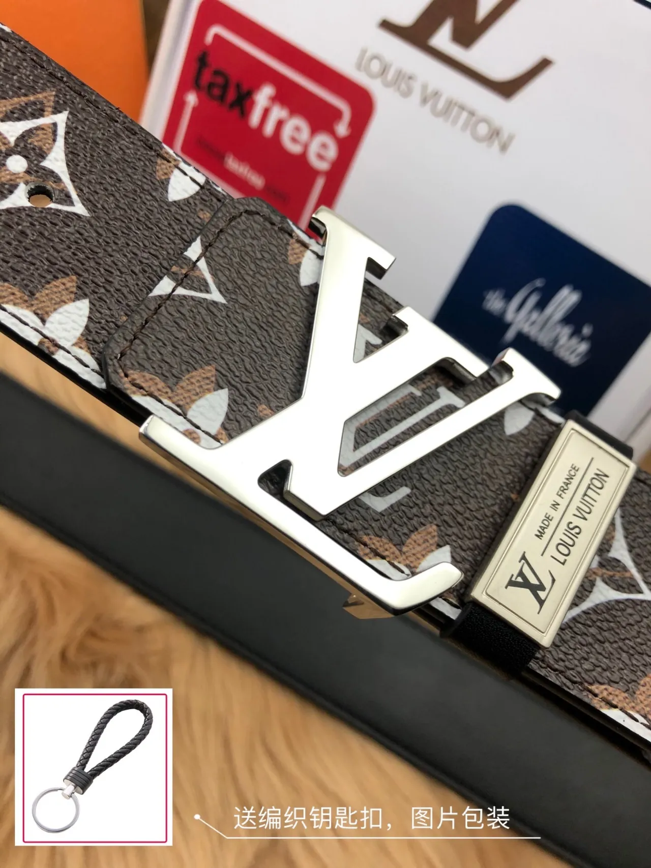 लुई विटन मोनोग्राम बेल्ट भूरा सफेद कैनवास चांदी टोन LV-Turn Buckle चमड़ा बेल्ट 6