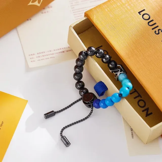 سوار Louis Vuitton Monogram أسود أزرق خرز مونوغرام 2