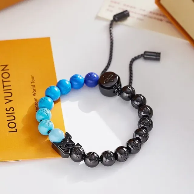 سوار Louis Vuitton Monogram أسود أزرق خرز مونوغرام 3