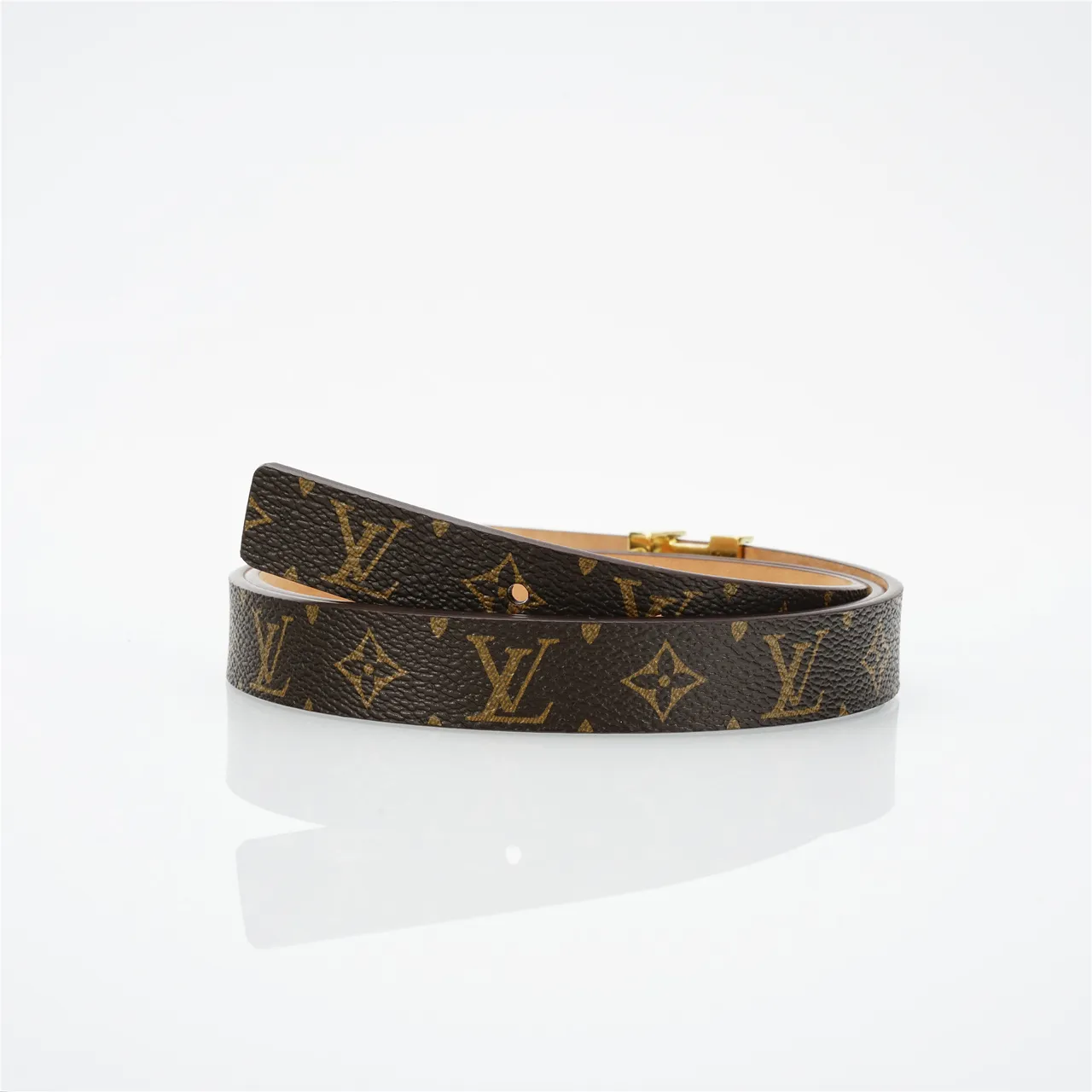 Louis Vuitton Monogram Canvas Belt Brown Gold Leather Belt 3
