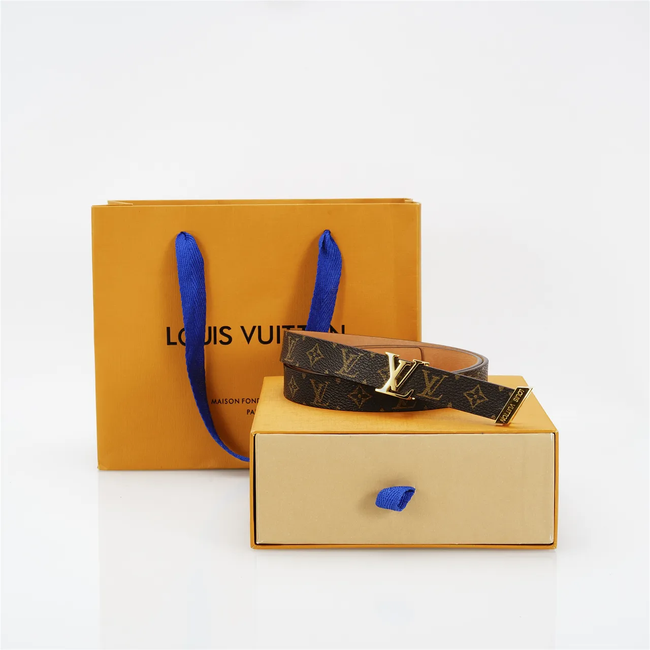 Louis Vuitton Monogram Canvas Belt Brown Gold Leather Belt 4