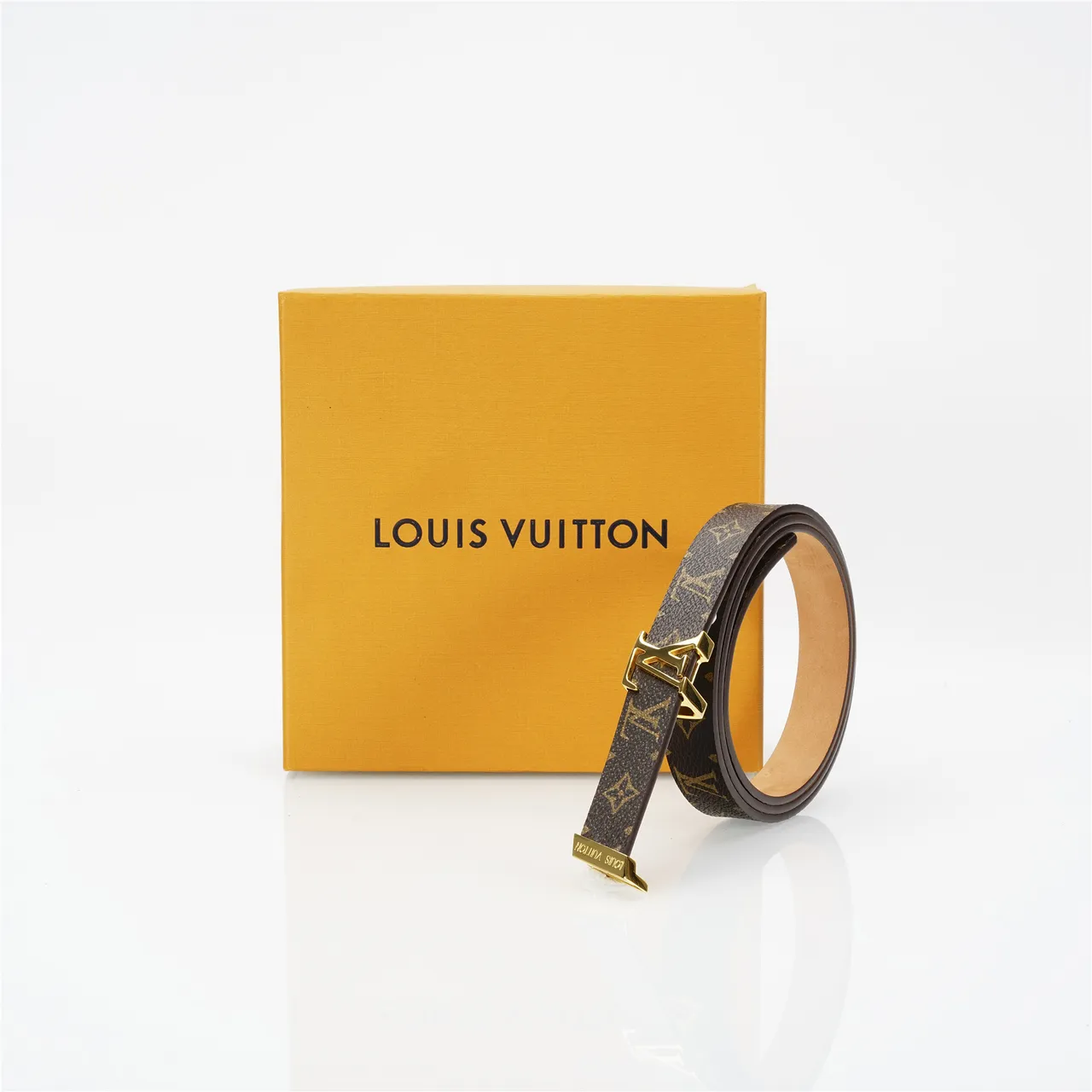 Louis Vuitton Monogram Canvas Belt Brown Gold Leather Belt 5