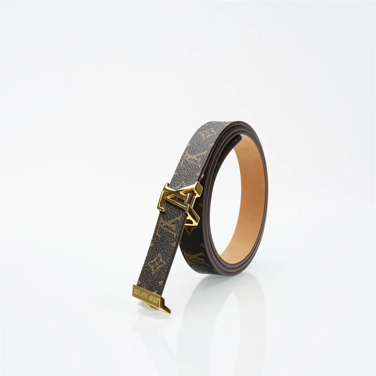 Louis Vuitton Monogram Canvas Belt Brown Gold Leather Belt 6