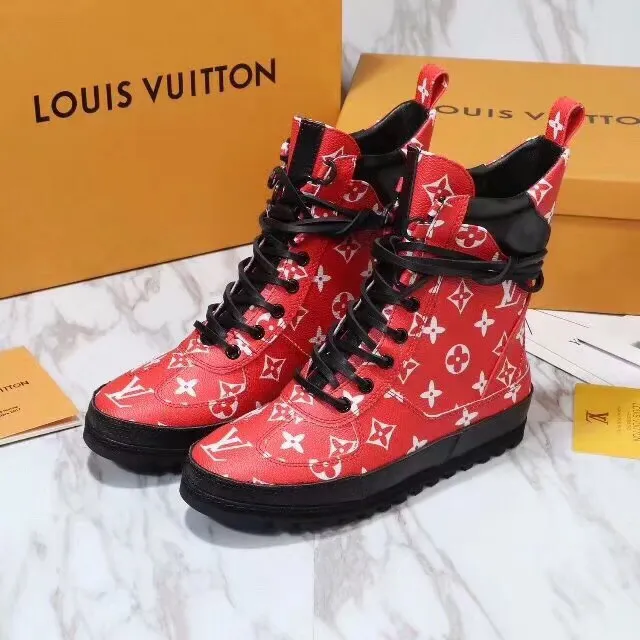 Louis Vuitton Monogram Lona Bota de Trabalho Com Cadarço e Bico Alto 3