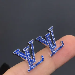 Brincos Louis Vuitton Monogram Crystal Blue Stud