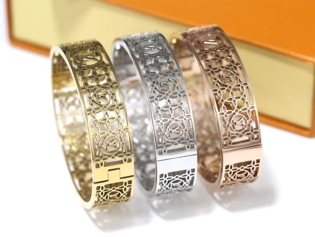 Louis Vuitton Monogram Filigree Hinged Bangle Bracelets 4