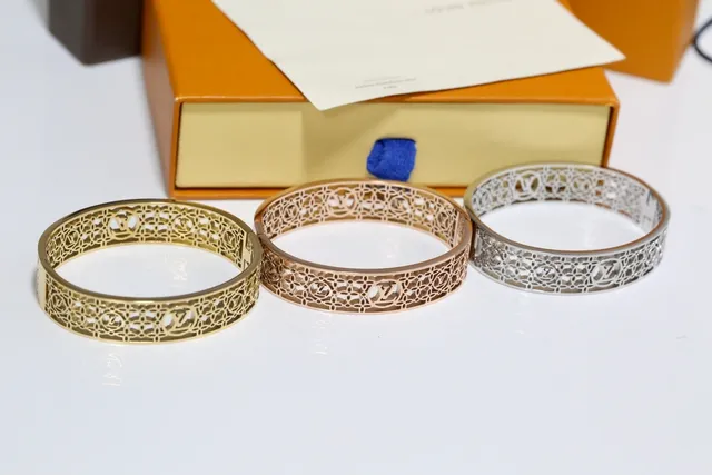 Louis Vuitton Monogram Filigree Hinged Bangle Bracelets 6