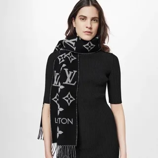 Louis Vuitton Monogram Floral কালো ও ধূসর ক্যাশমিয়ার স্কার্ফ 3