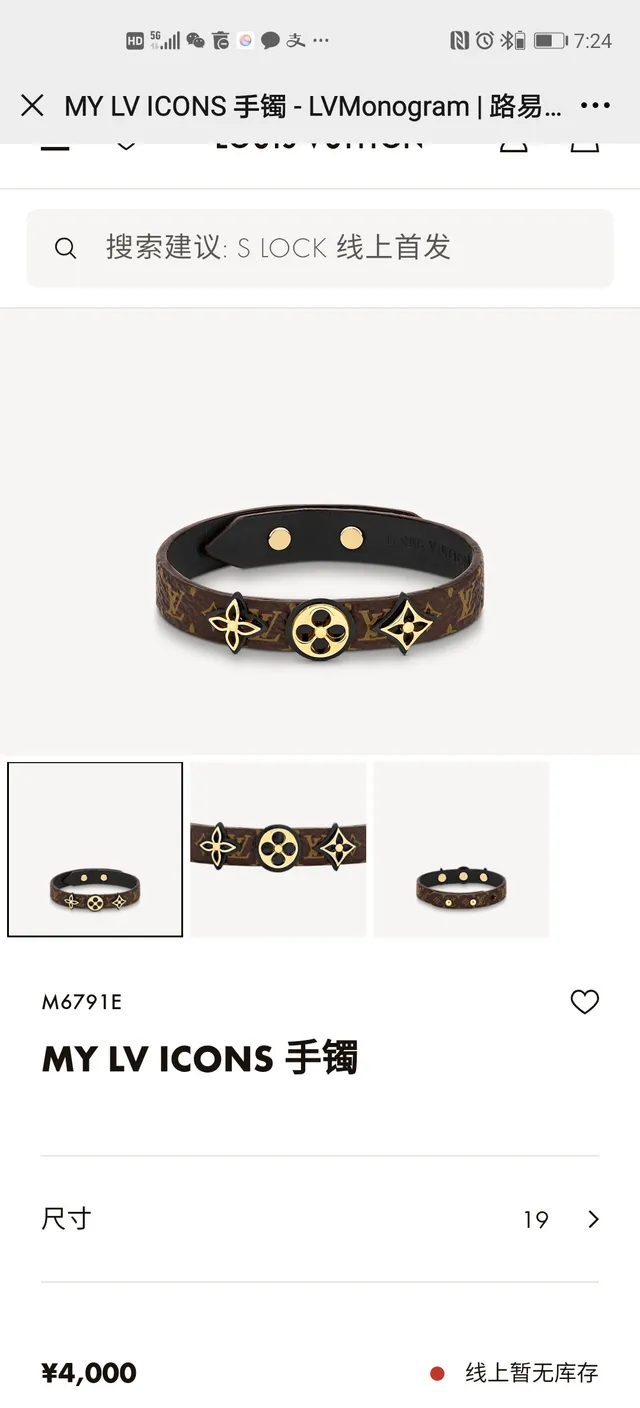 Louis Vuitton Monogram Pulsera de Flor Marrón y Oro de Cuero 9
