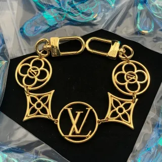 Louis Vuitton Monogram وردة سوار Gold-Tone معدن سوار