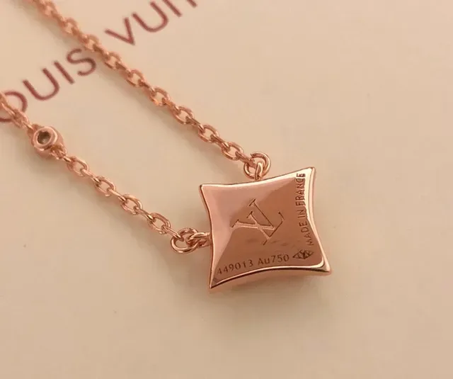 Colar Louis Vuitton Monogram Flor Ouro Rosa Rosa Pérola Mãe 3
