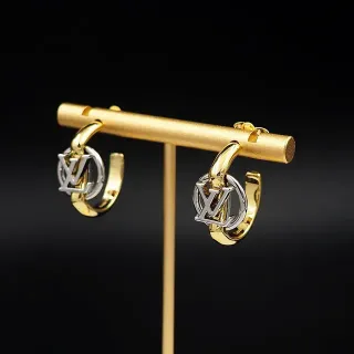 أقراط Louis Vuitton Monogram حلق ذهب فضي ثنائي اللون
