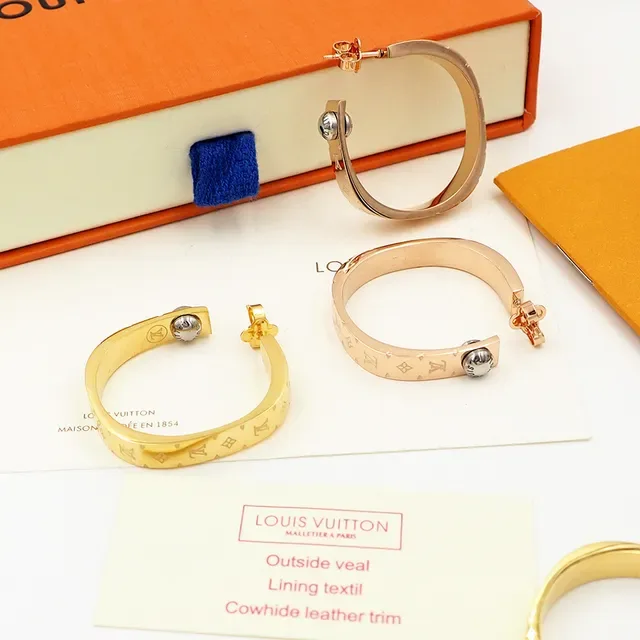 Louis Vuitton Monogram Hoop Gold Wide Earrings 2