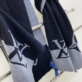 Louis Vuitton Monogram Knit নেভি ও গ্রে ক্যাশমিয়ার স্কার্ফ