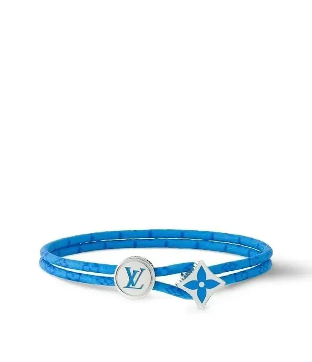 Pulseira Louis Vuitton Monograma Couro Preto Vermelho Dupla Enrolação Cordão 2