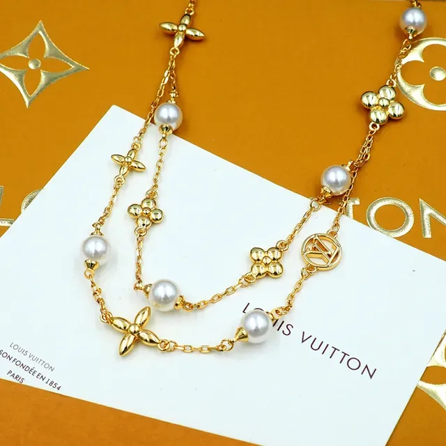 Louis Vuitton Monogram Pearl Floral Double-Layer Necklace 8
