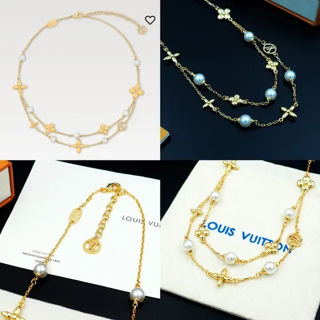 Louis Vuitton Monogram Pearl Floral Double-Layer Necklace 11