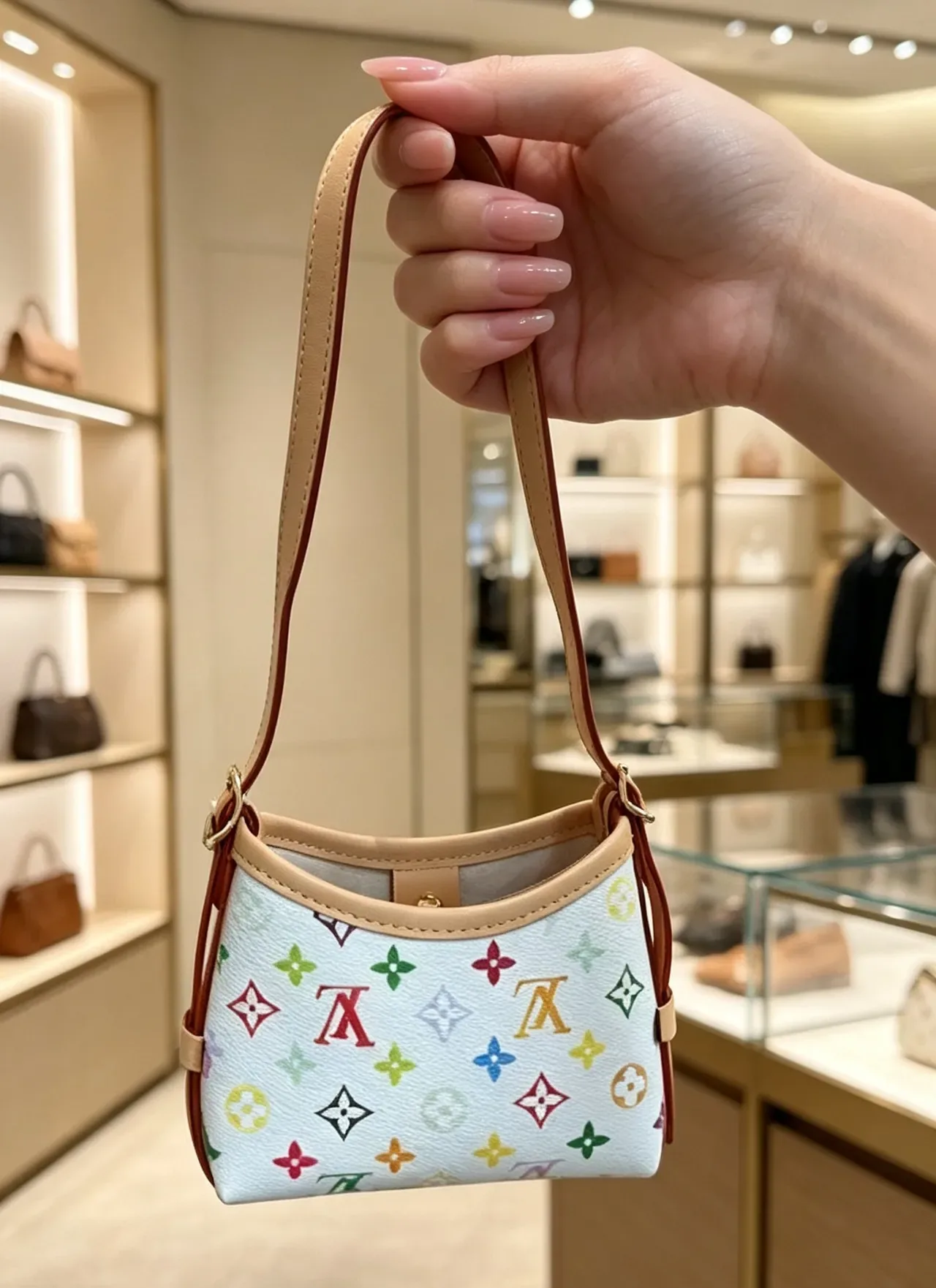 Louis Vuitton Multicolor Beige Structured Mini Shoulder Curved Top Edge Underarm Bag 4