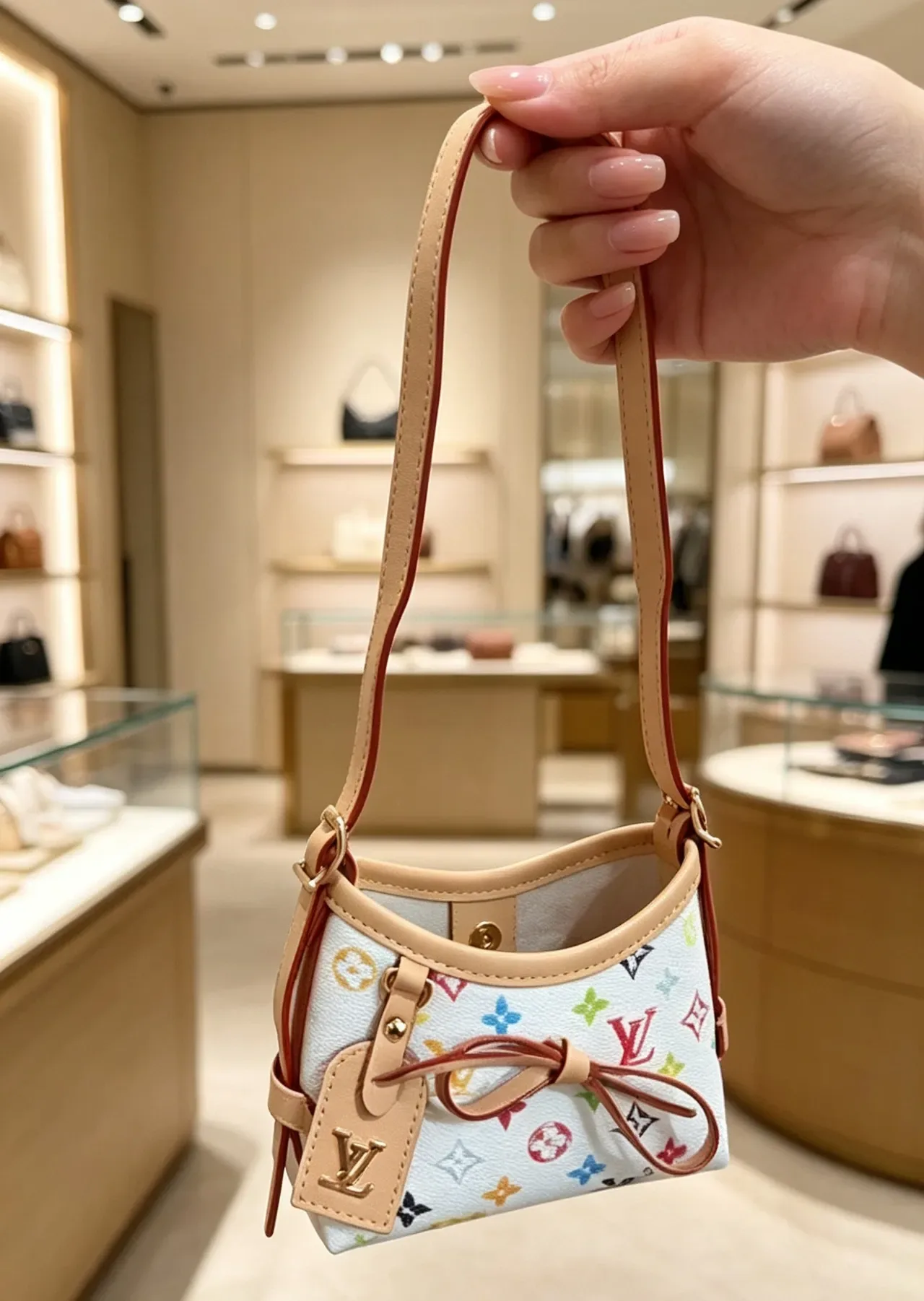 Louis Vuitton Multicolor Beige Structured Mini Shoulder Curved Top Edge Underarm Bag 5
