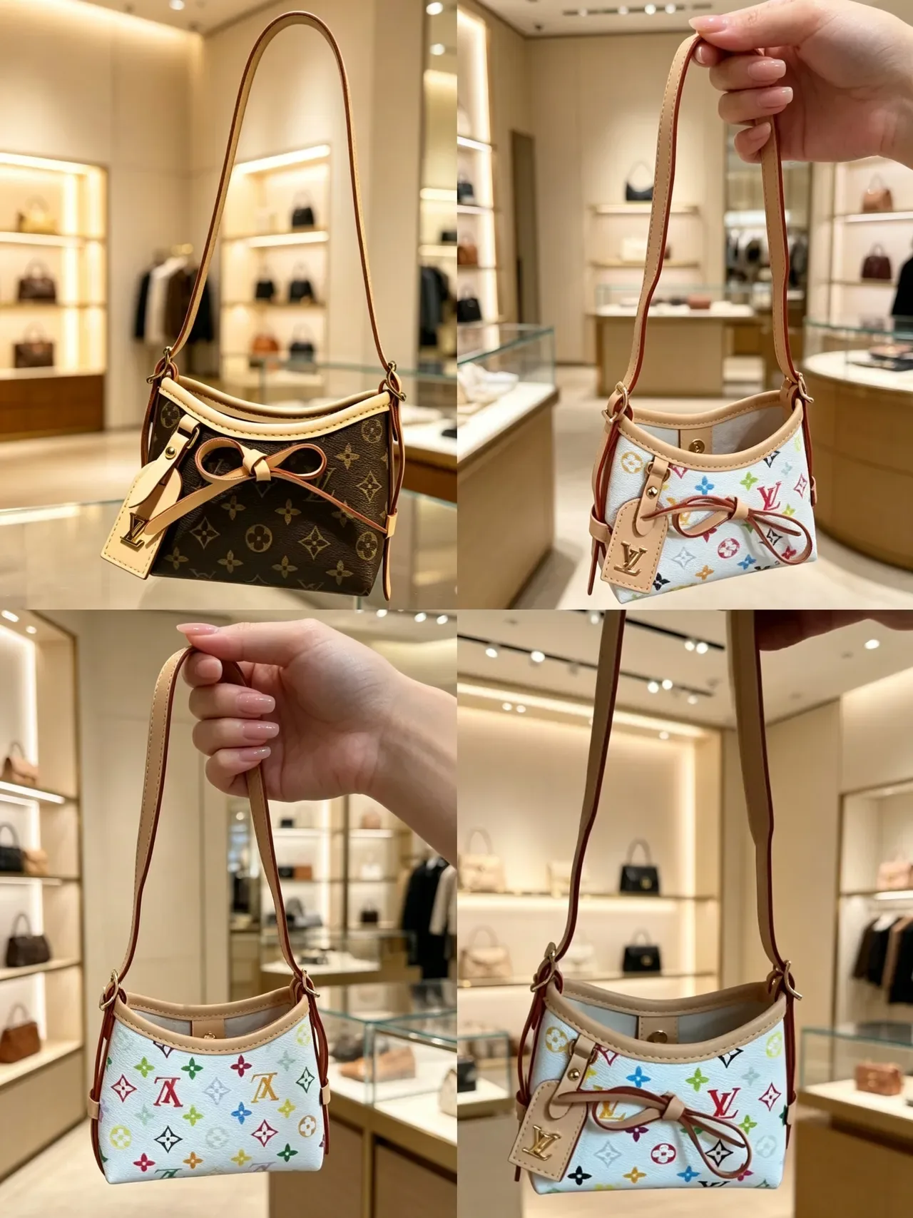 Louis Vuitton Multicolor Beige Structured Mini Shoulder Curved Top Edge Underarm Bag 7