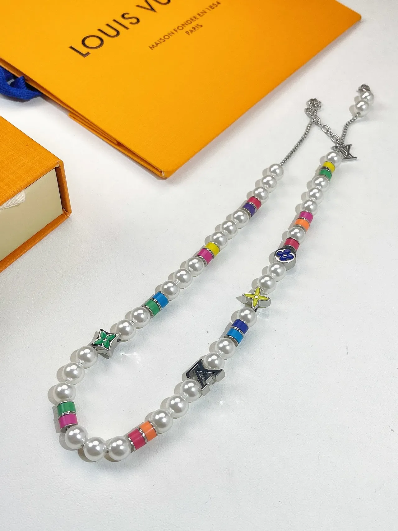 Louis Vuitton Multicolor Enamel Pearl Beaded Necklace 2
