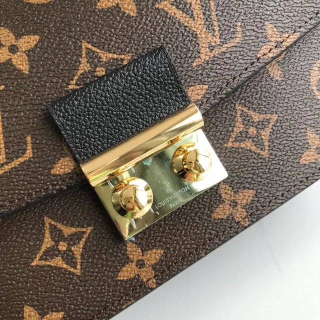 Louis Vuitton Pochette Metis بني أسود مونوغرام قماش طية إغلاق سلسلة حقيبة 2