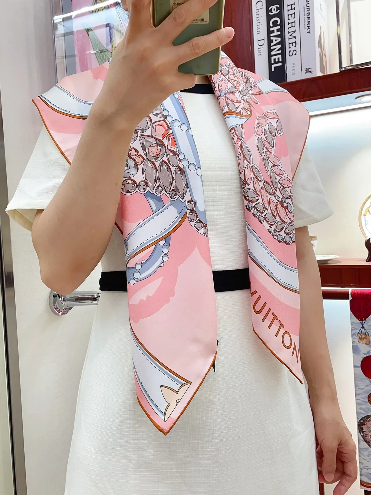 Louis Vuitton Printed Floral-Gem Silk Scarf 2