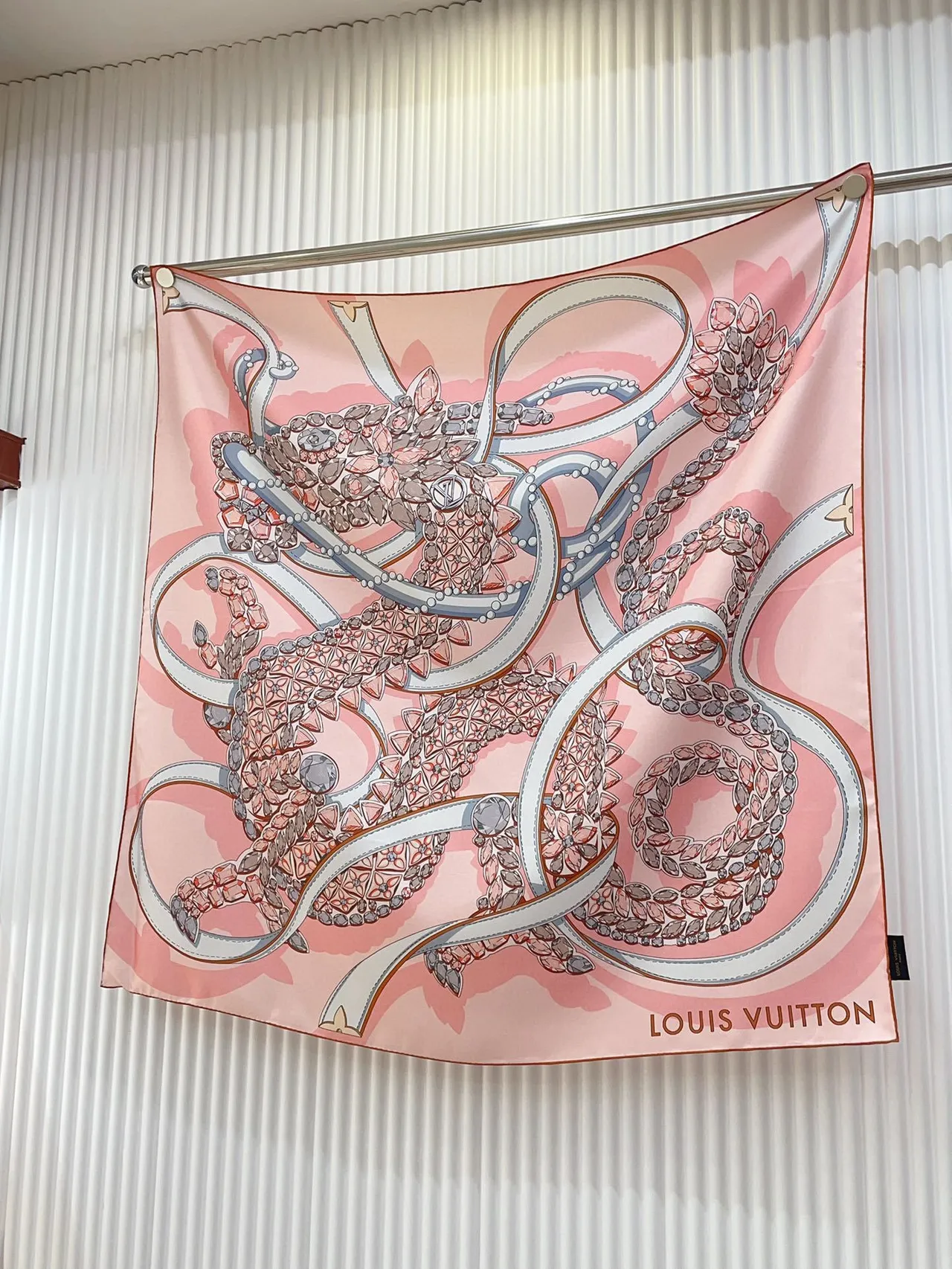 Louis Vuitton Printed Floral-Gem Silk Scarf 5