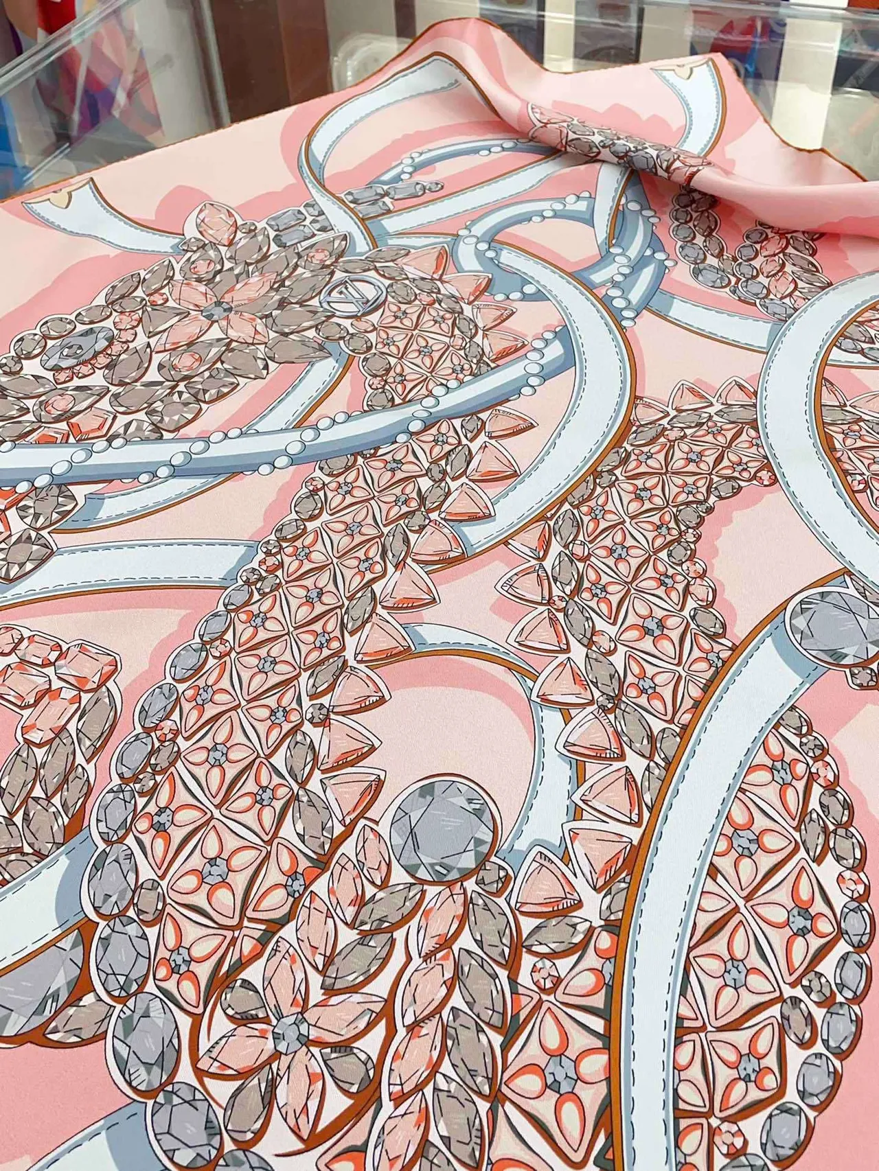 Louis Vuitton Printed Floral-Gem Silk Scarf 6