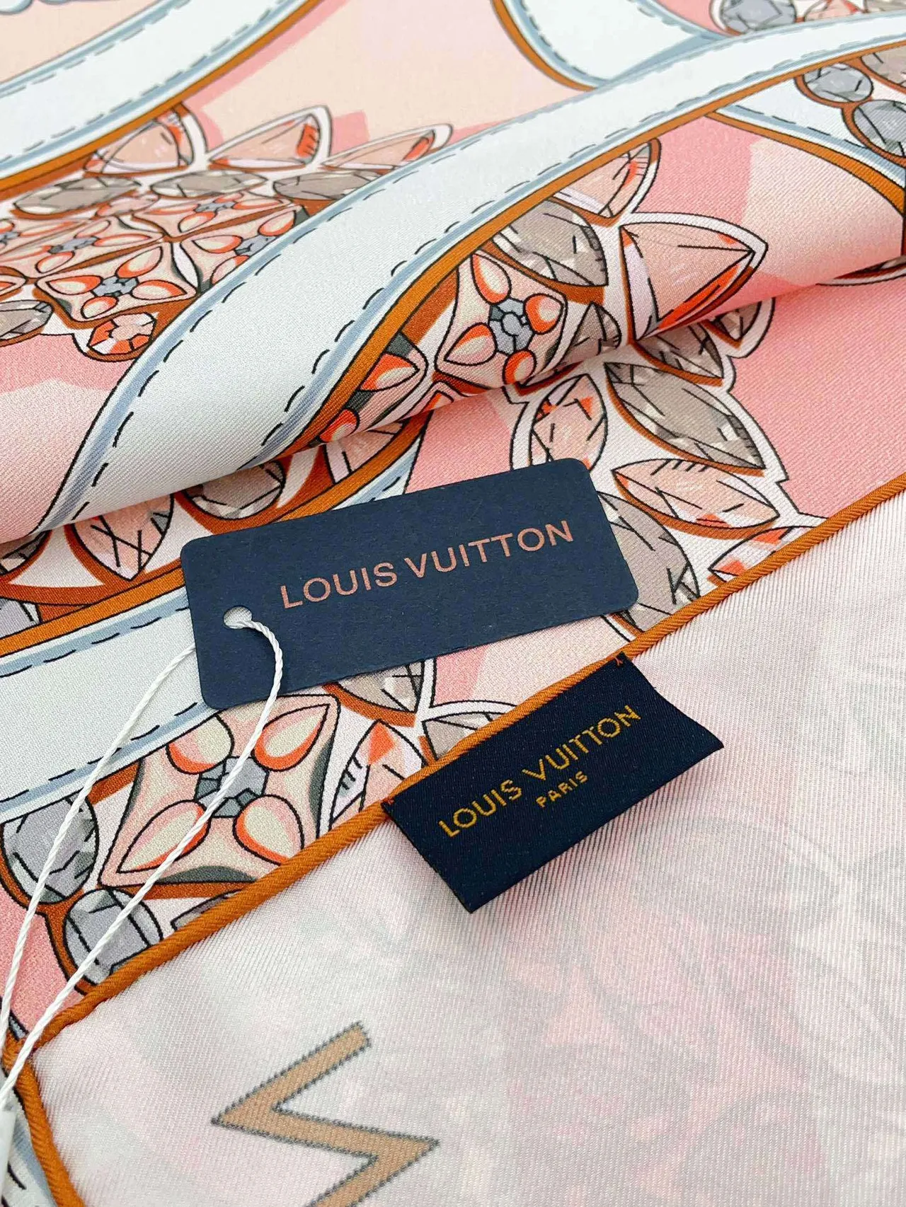 Louis Vuitton Printed Floral-Gem Silk Scarf 7