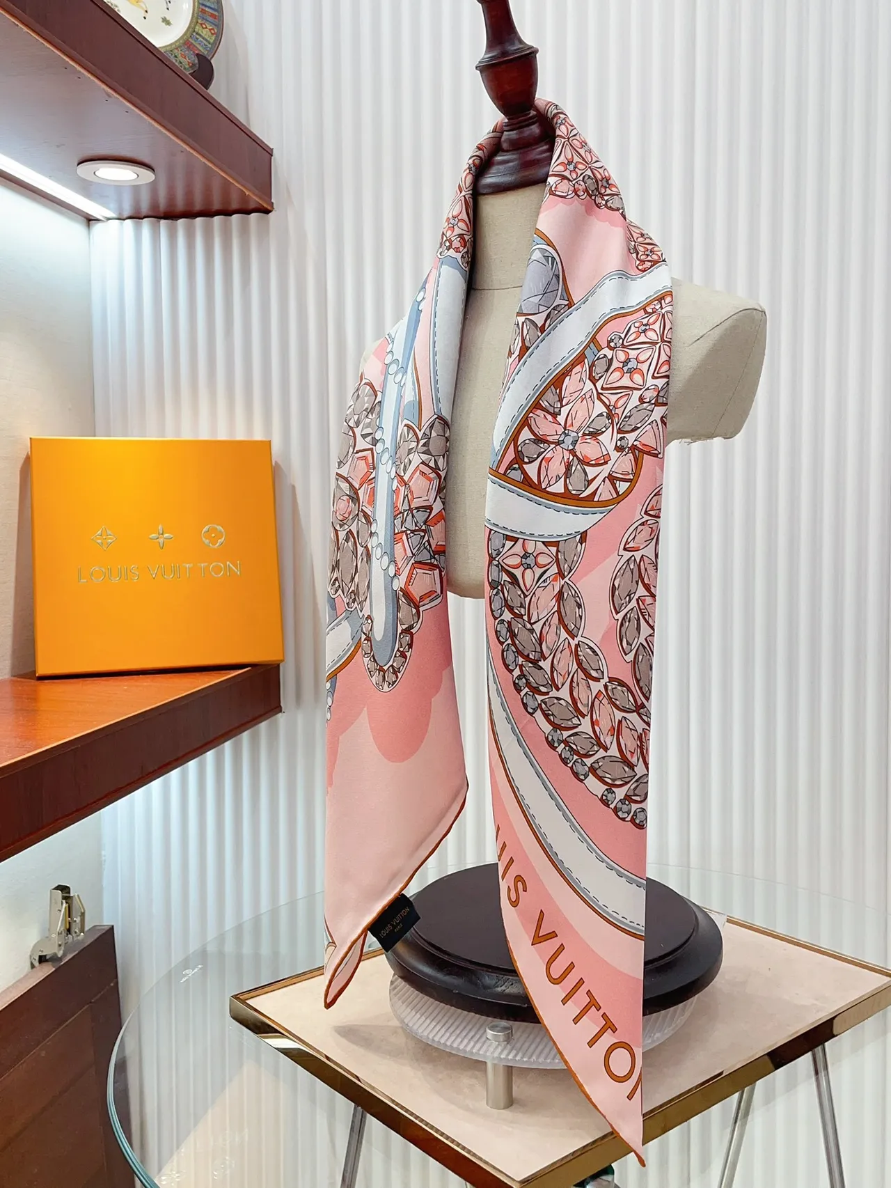 Louis Vuitton Printed Floral-Gem Silk Scarf 8