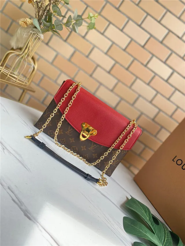 Louis Vuitton Rouge Brun Flap-Top Monogram Canvas Chain Bag 19