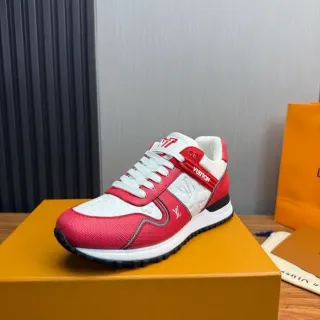 Louis Vuitton Red White Mixed-Material Upper Embossed Monogram Lifestyle Sneakers