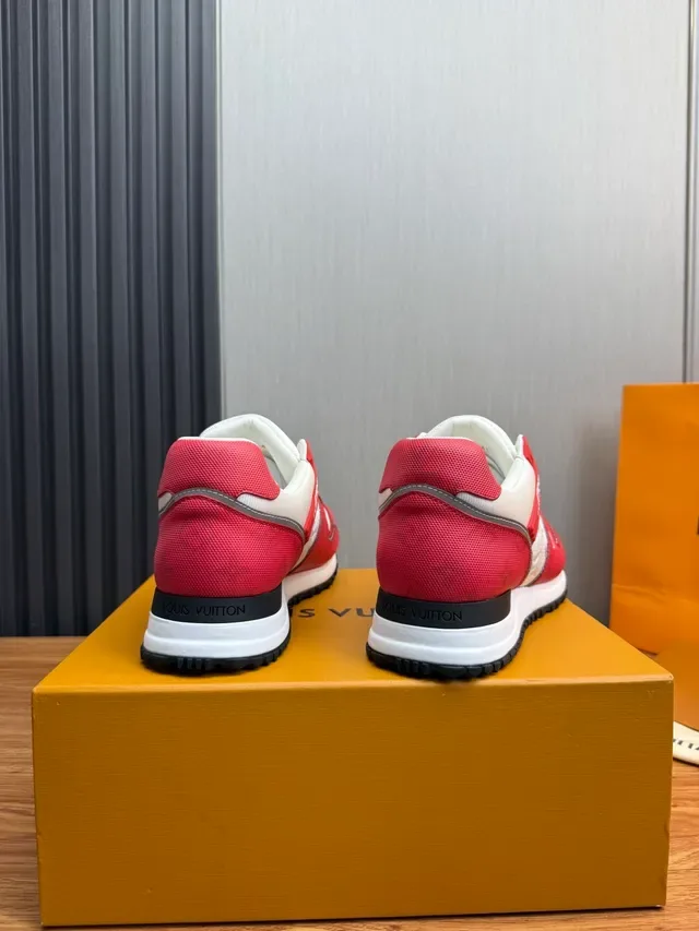 Louis Vuitton Red White Mixed-Material Upper Embossed Monogram Lifestyle Sneakers 5