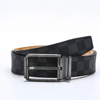 Louis Vuitton 可逆腰带 黑色棕色 Damier Graphite Monogram 金属扣头 皮革腰带