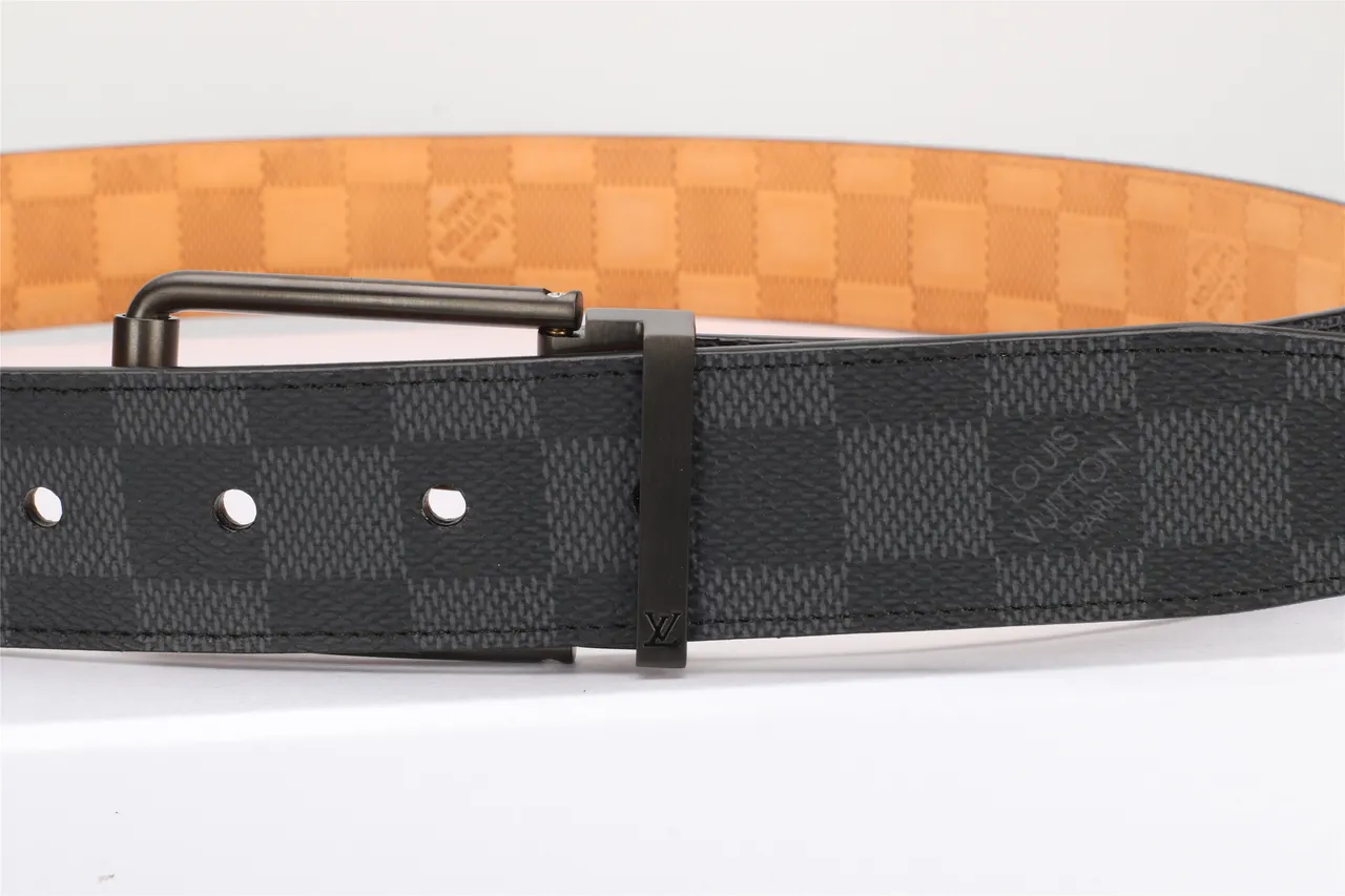 Louis Vuitton Ceinture Reversible Damier Noir Beige Graphite Toile Cuir 8