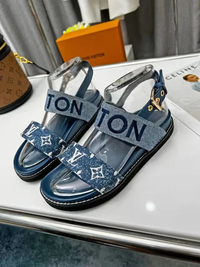 Louis Vuitton Run Away Denim e Monogram Strap Sandálias Casual 3