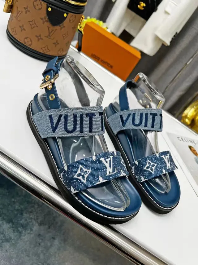 Louis Vuitton Run Away Denim e Monogram Strap Sandálias Casual 5