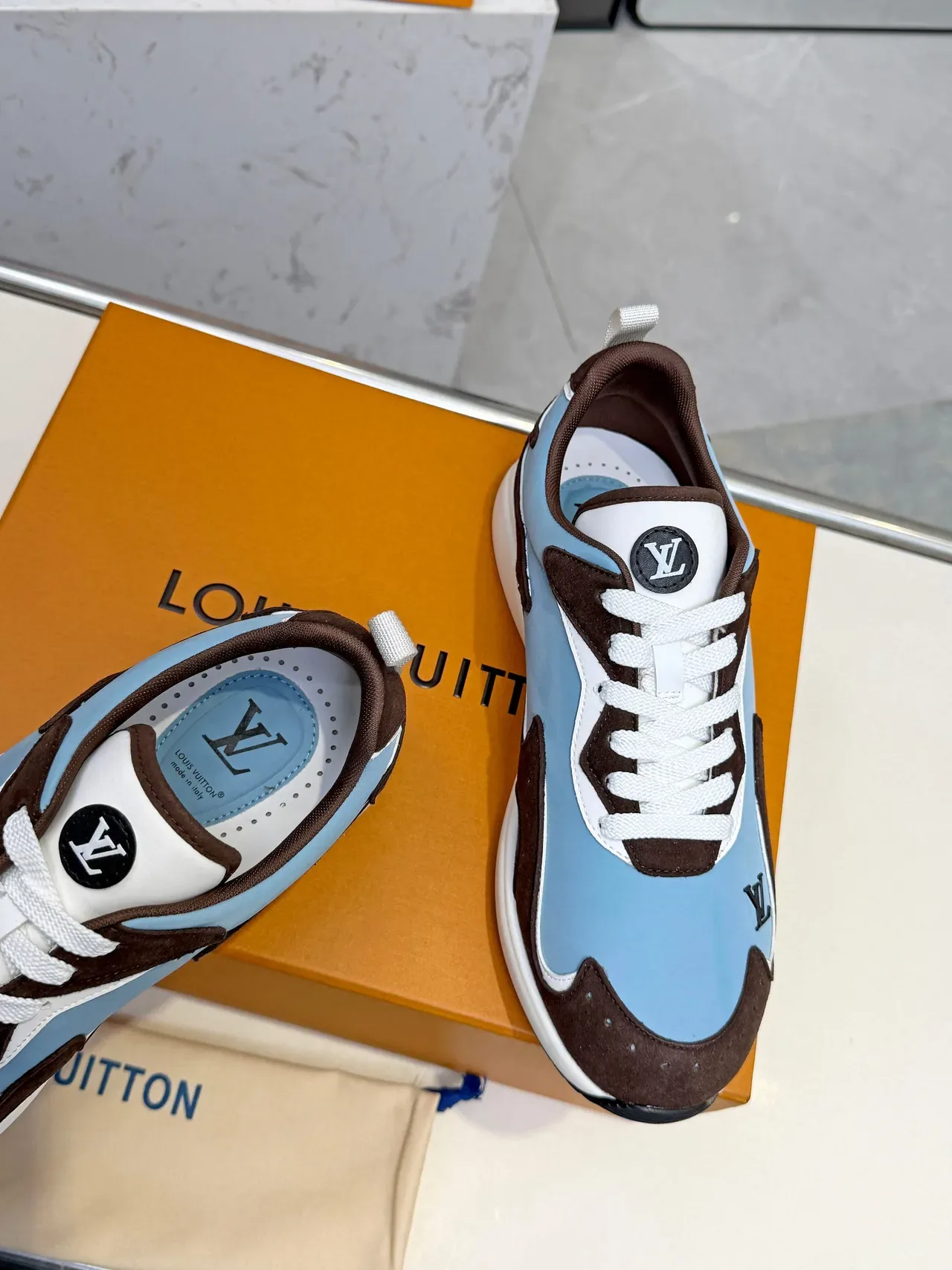 Louis Vuitton Run Away Light Blue and Brown Lifestyle Sneakers 3