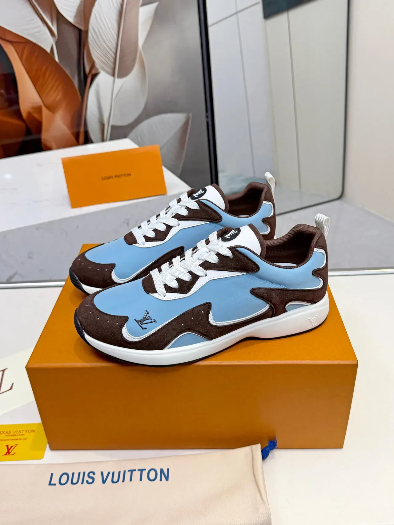 Louis Vuitton Run Away Light Blue and Brown Lifestyle Sneakers 4
