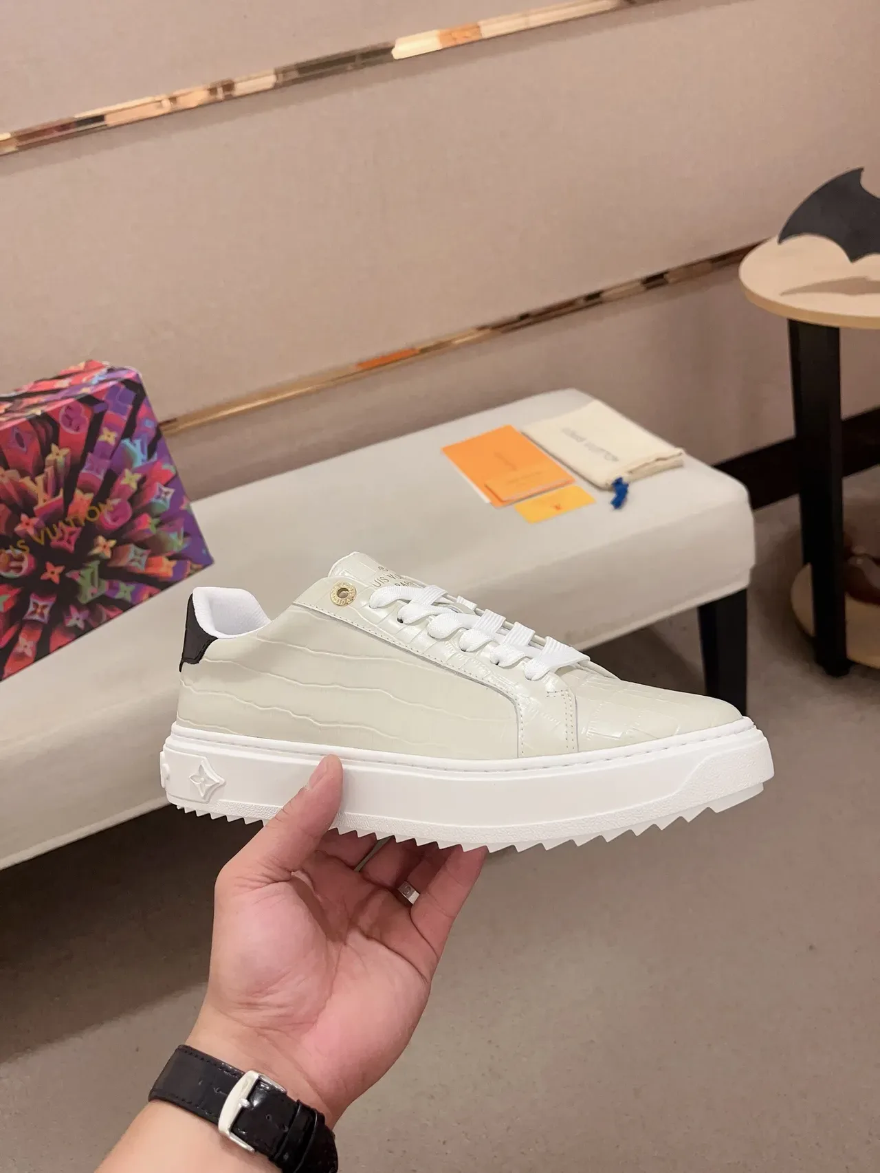 Louis Vuitton Run Away Low Off-White Croc-Embossed Lifestyle Sneakers 4